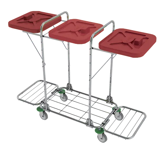 VK 120 - 3R vozík na třídění odpadu a prádla, ruční otevírání plast - VK - červený